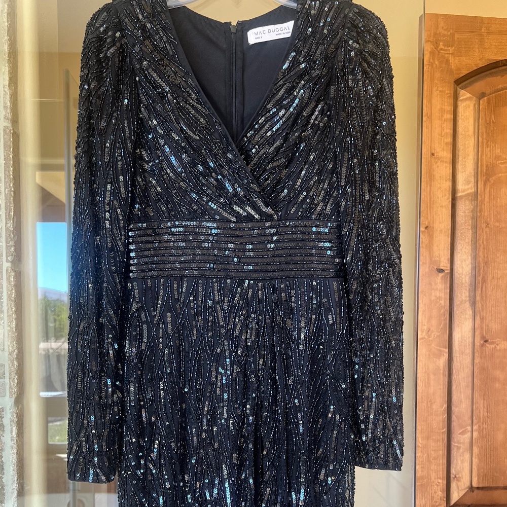 Mac Duggal Black Sequin Dress